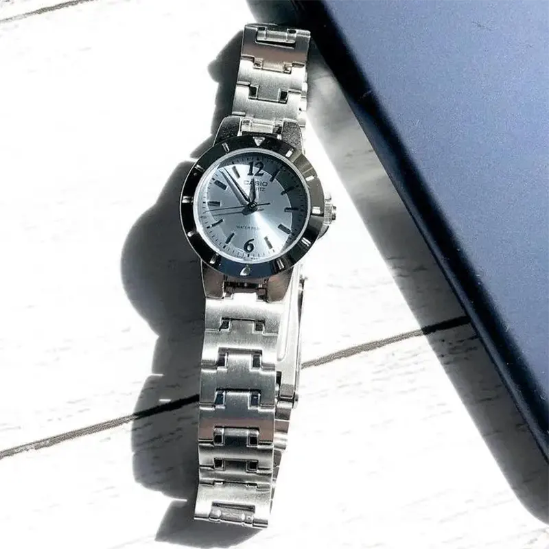 Casio Enticer Ice Blue Dial Silver-tone Ladies Watch- LTP-1177A-2A